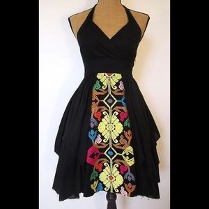 Anthropologie Embroidered Halter Dress